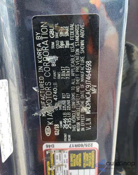 2018 Kia Sportage Lx z USA, uszkodzony, nr VIN KNDPMCAC9J7464698